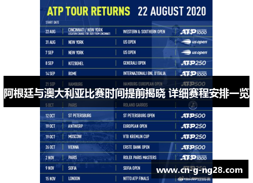 阿根廷与澳大利亚比赛时间提前揭晓 详细赛程安排一览